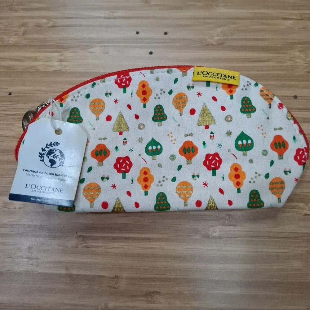 L'Occitane Cosmetic Pouch NEW NWT Chirstmas Tree Ornaments